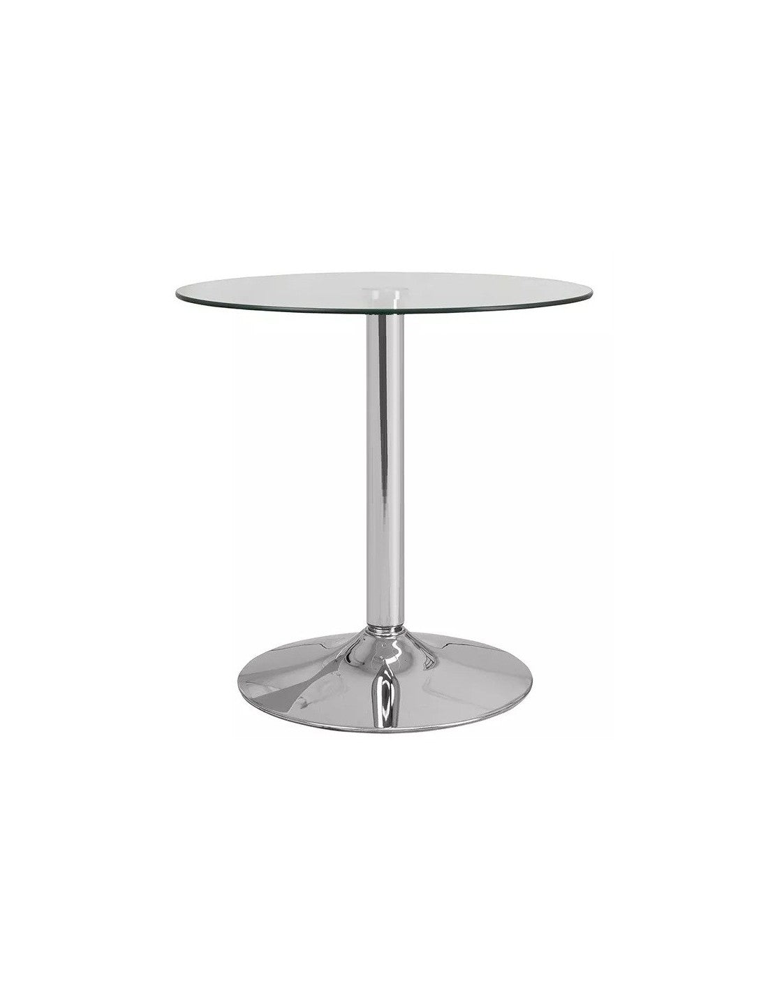 Mesa BERNIE (SU), alta, cromada, cristal 60 cms de diámetro