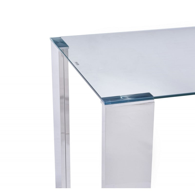 Mesa BUTSY, acero inoxidable, cristal templado, 160x90 cms
