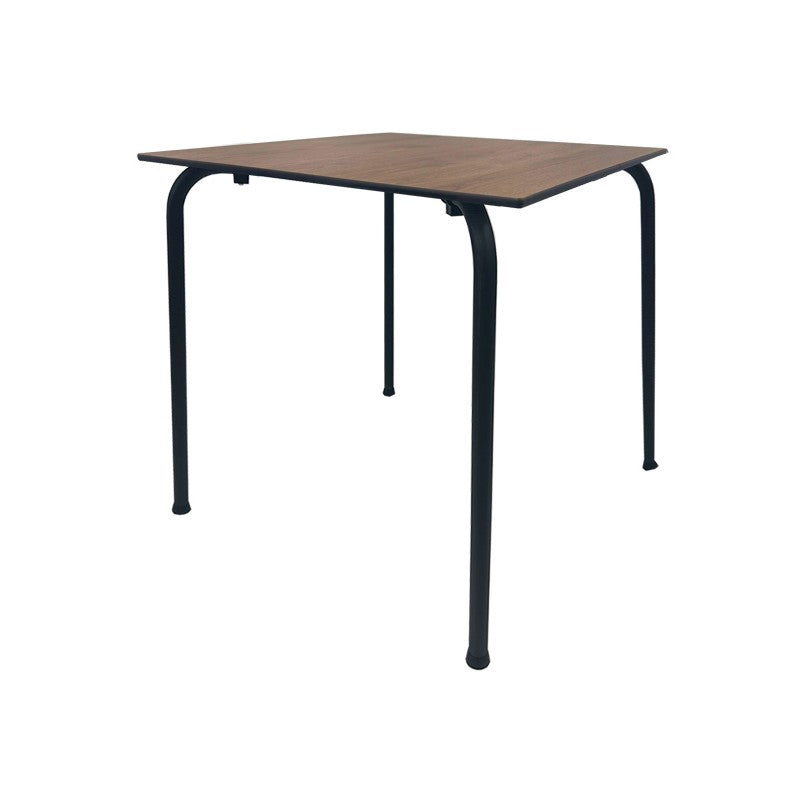 Mesa FERAY, apilable, epoxi color negro, tablero fenólico castaño 69 x 69 cms.
