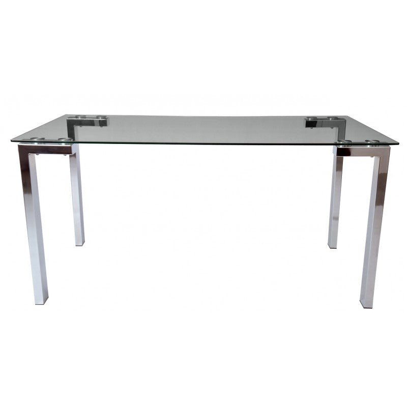 Mesa LAINEY 160 (M), cromada, cristal, 160x90 cms