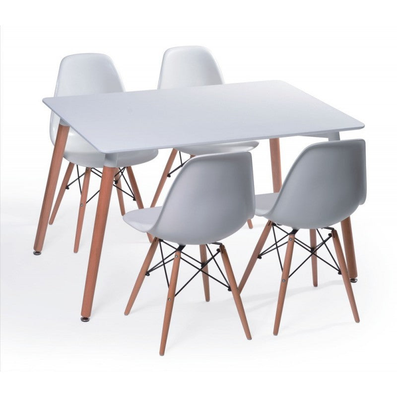 Mesa NURIA, madera, tapa blanca, 160 x 90 cms