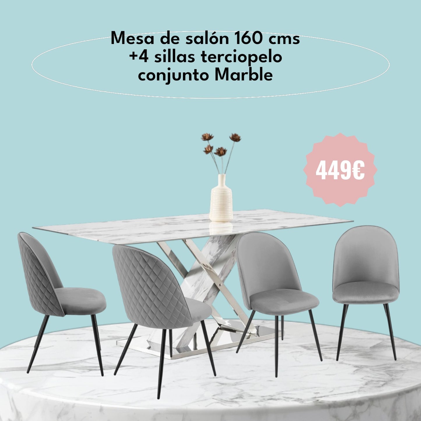 SET DE MESA +4 SILLAS IKRAM
