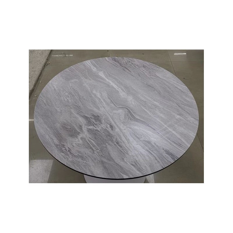 Mesa TOR, base de metal dorada, tapa laminada, 90 cms de diámetro