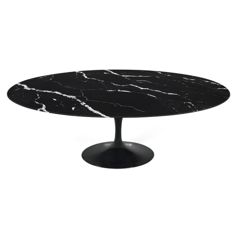 Mesa TULIN, oval, fibra de vidrio, mármol negro 180x108 cms