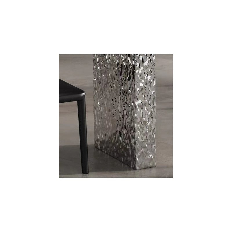 Mesa VANETO, acero inoxidable, acrílico, tapa de cerámica, 160 x 90 cms