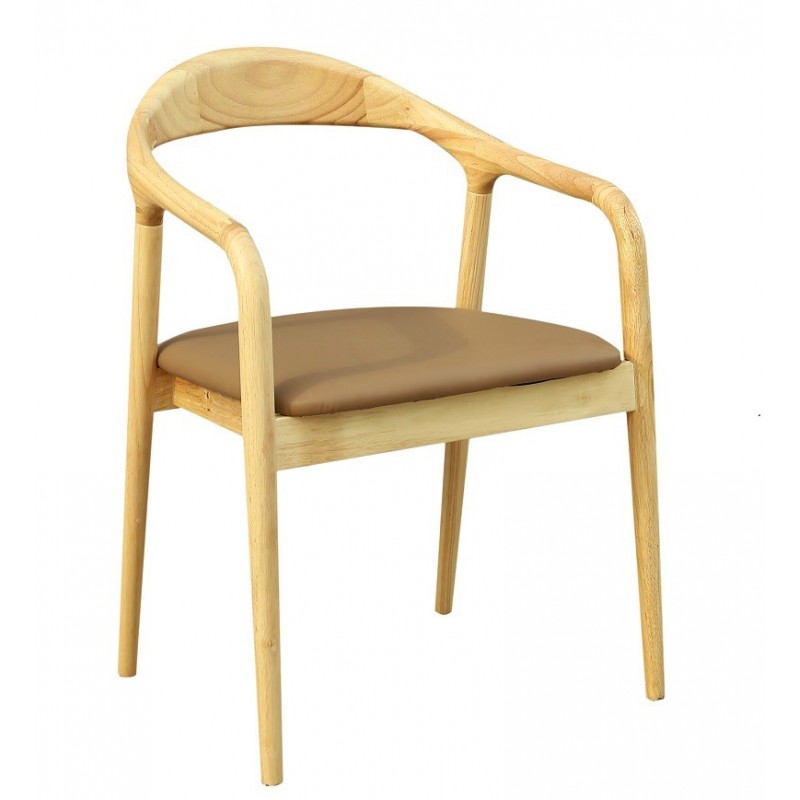 Sillón BALCANES, madera de haya, nogal, similpiel negro