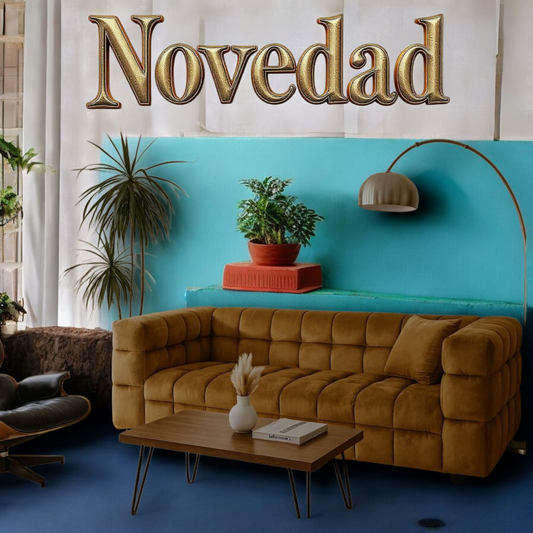 Sofa marron dorado camel 2 plazas velvet terciopelo