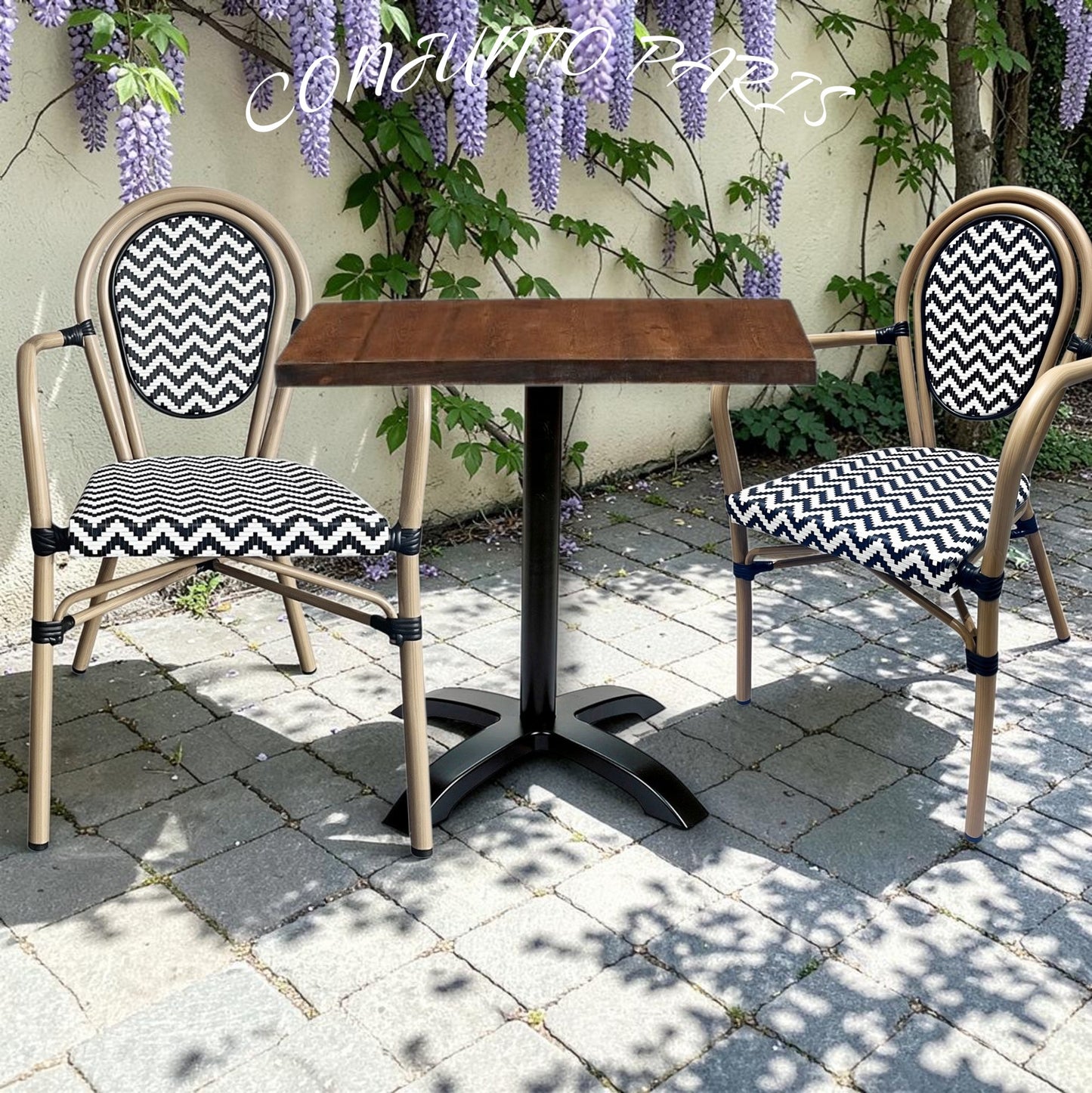 CONJUNTO PARIS MESA 70*70 + 2 SILLONES PARIS EXTERIOR