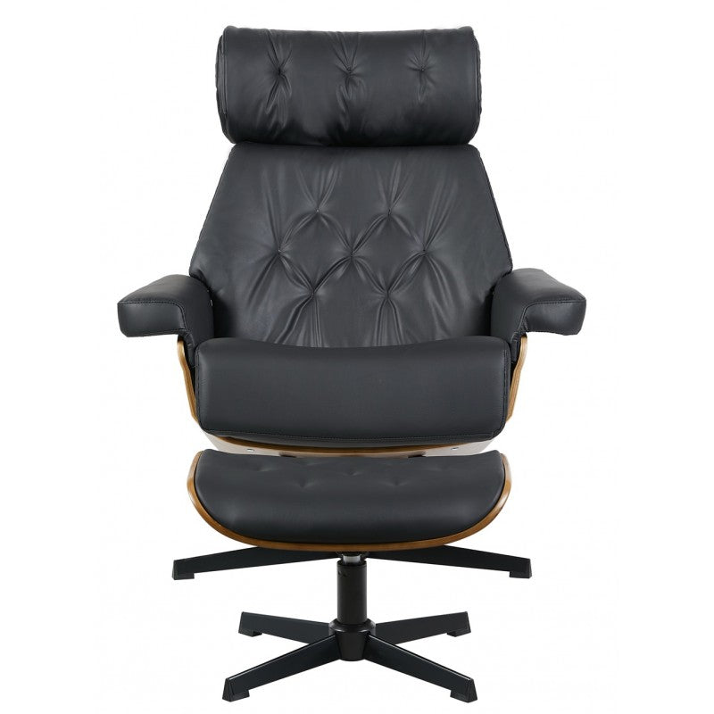 Butaca con Ottoman Europa,madera,metal,similpiel negra