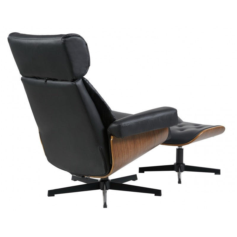 Butaca con Ottoman Europa,madera,metal,similpiel negra