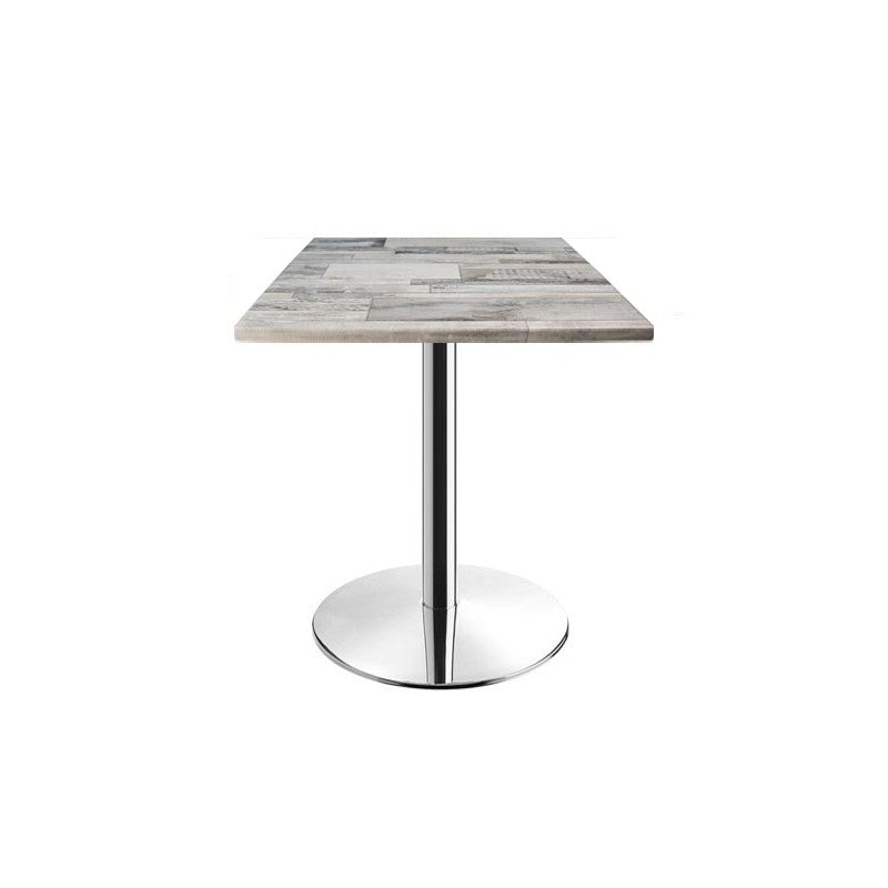 Mesa BENAMARA, acero inoxidable, base de 72 cms y tapa 60x60 cms