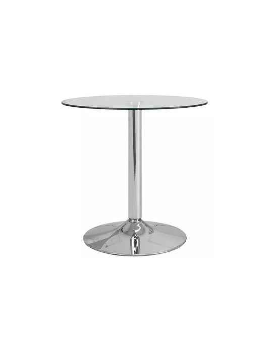 Mesa BERNIE (SU), alta, cromada, cristal 60 cms de diámetro