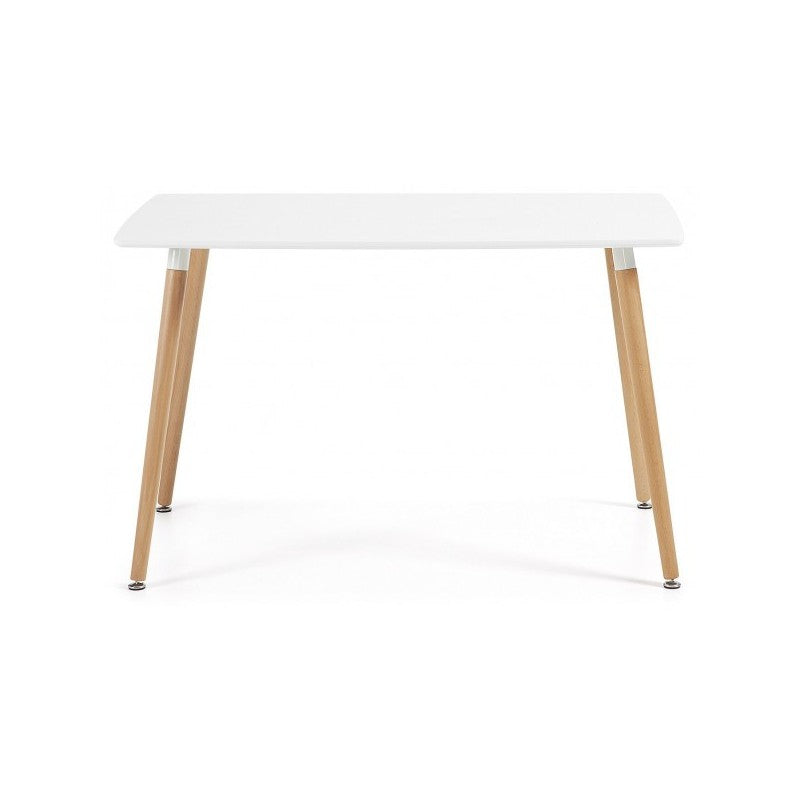 Mesa NURIA, madera, tapa blanca, 160 x 90 cms