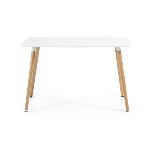 Mesa NURIA, madera, tapa blanca, 160 x 90 cms