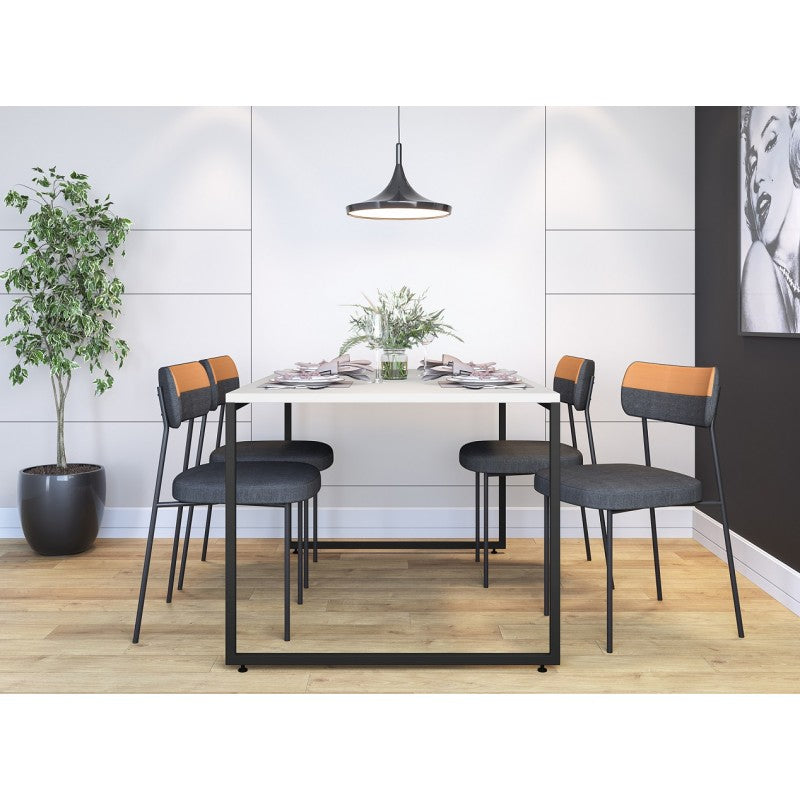 Mesa OPORTO 135, metal negro, tapa MDP color blanco, 135 x 90 cms