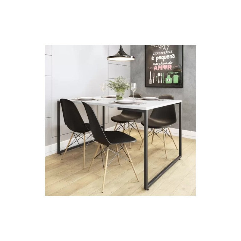 Mesa OPORTO 135, metal negro, tapa MDP color blanco, 135 x 90 cms