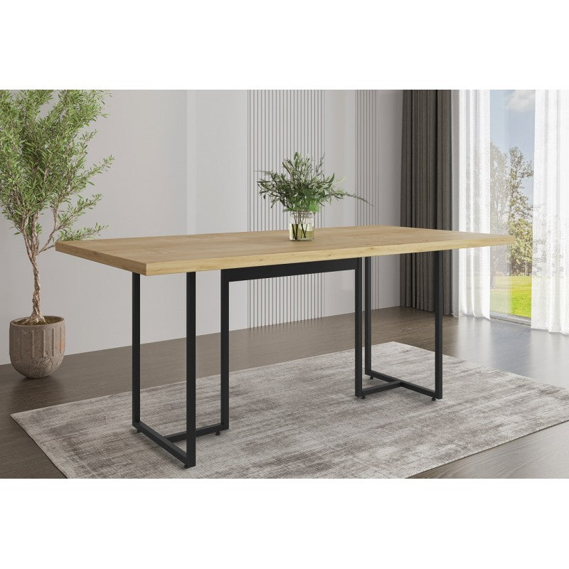 Mesa PRIME 40, metal negro, tapa MDP color natural, 180 x 90 cms