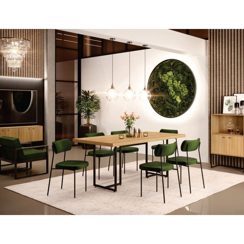 Mesa PRIME 40, metal negro, tapa MDP color natural, 180 x 90 cms