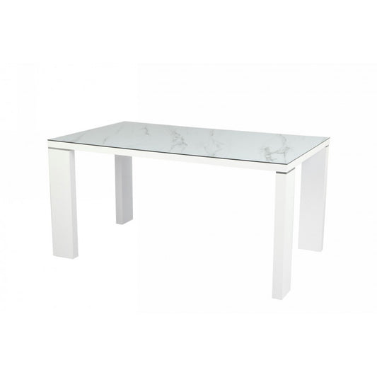 Mesa ROLL, lacada blanca, cristal ceramico, 150 x 90 cms
