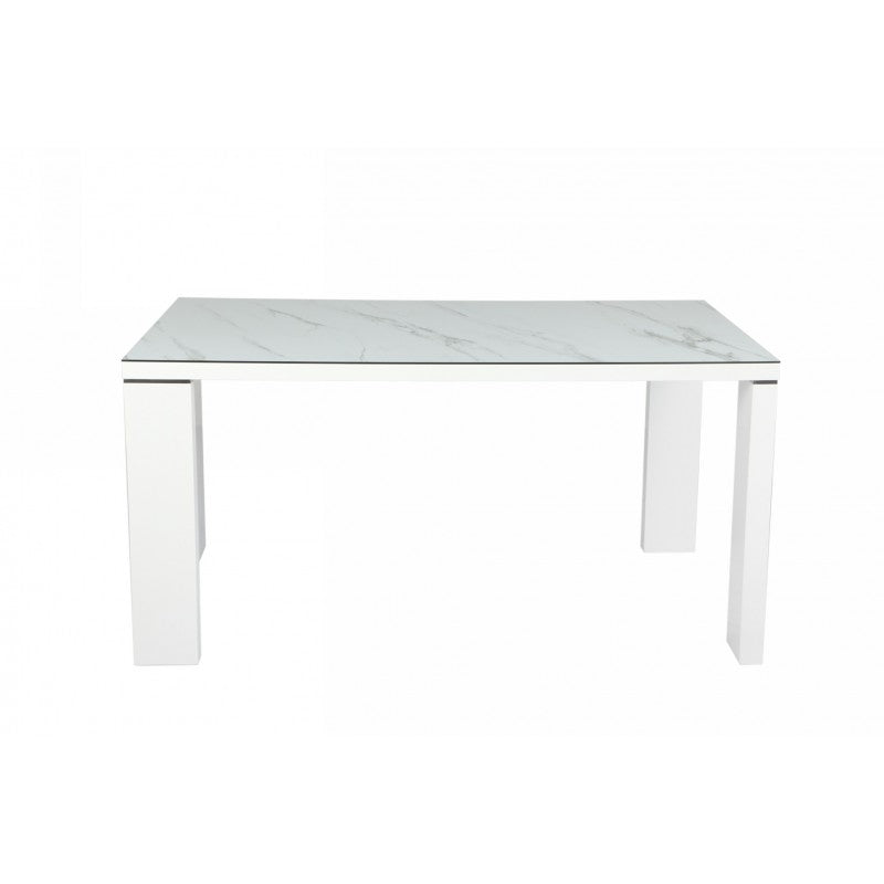 Mesa ROLL, lacada blanca, cristal ceramico, 150 x 90 cms