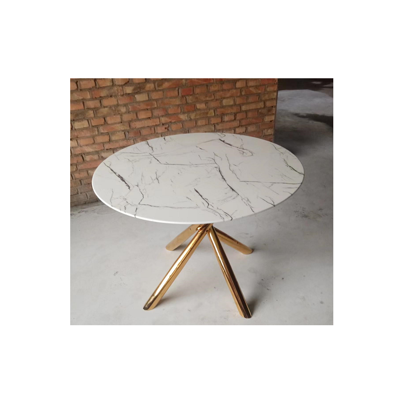 Mesa SAHAR, metal dorado, tapa de cristal templado, 120 cms de diámetro