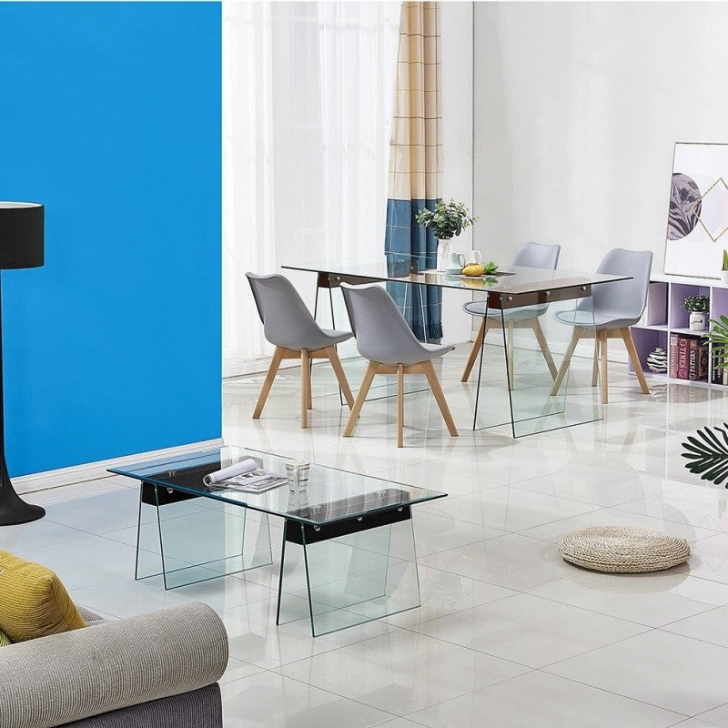 Mesa SELENA, madera, cristal templado, 200x90 cms