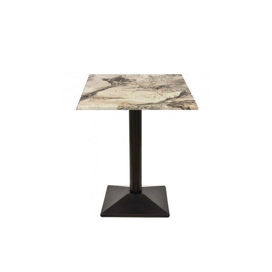 Mesa ARNO, negra, base de 72 cms y tapa de 60x60 cms. Color a elegir, Tableros de 60x60 cms: WERZALIT SM - MÁRMOL DE GENES 121