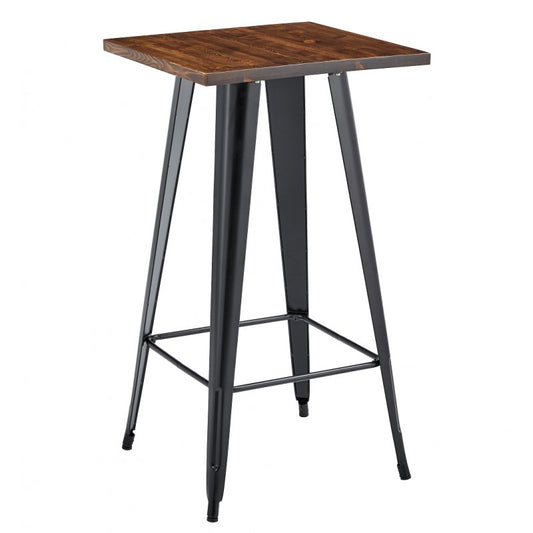 Mesa TOL EK WOOD, alta, acero, madera, negra, 60x60 cms