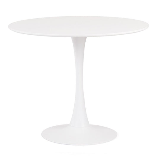 Mesa TRAK (TO), base de metal, tapa lacada blanca, 80 cms de diámetro