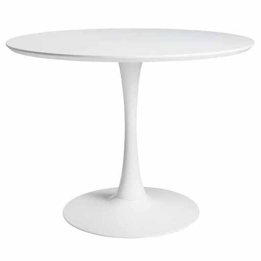 Mesa TURY (TO), base de metal, tapa lacada blanca, 120 cms de diámetro