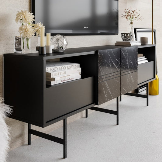 Mesa TV negra mármol - Moderna