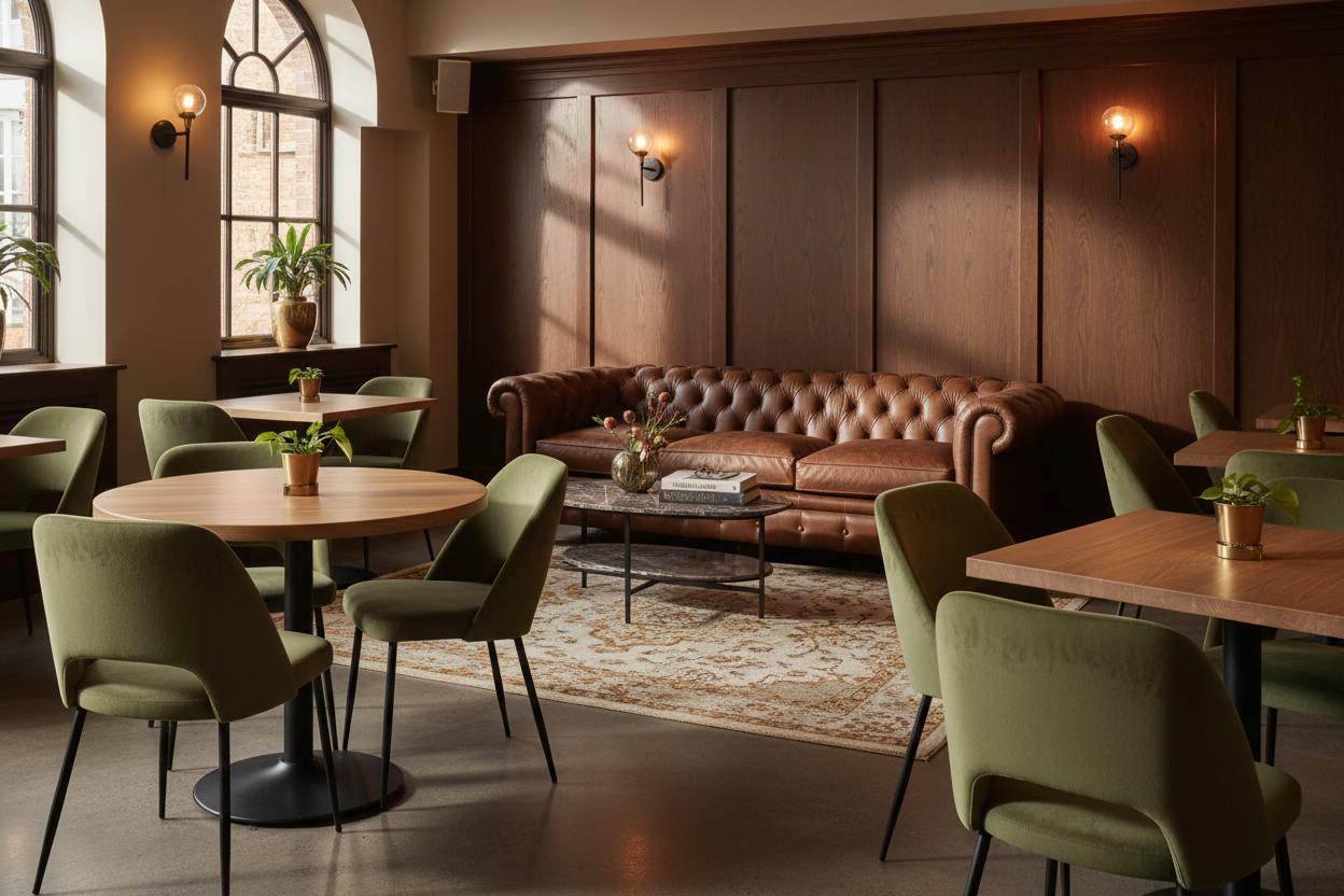 Salón hostelería con Chester al fondo