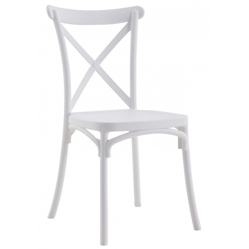 Silla CORFÚ, apilable, tratamiento anti UV, polipropileno blanco