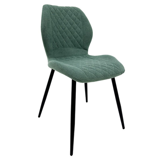 Silla DINARD, metal, tapizado tejido linen verde