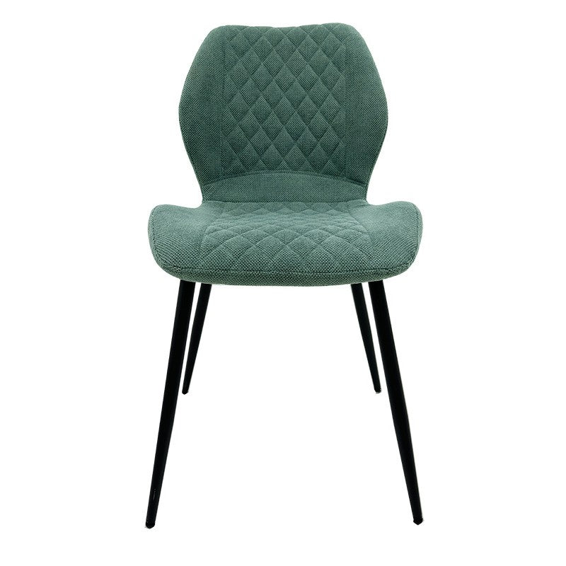 Silla DINARD, metal, tapizado tejido linen verde