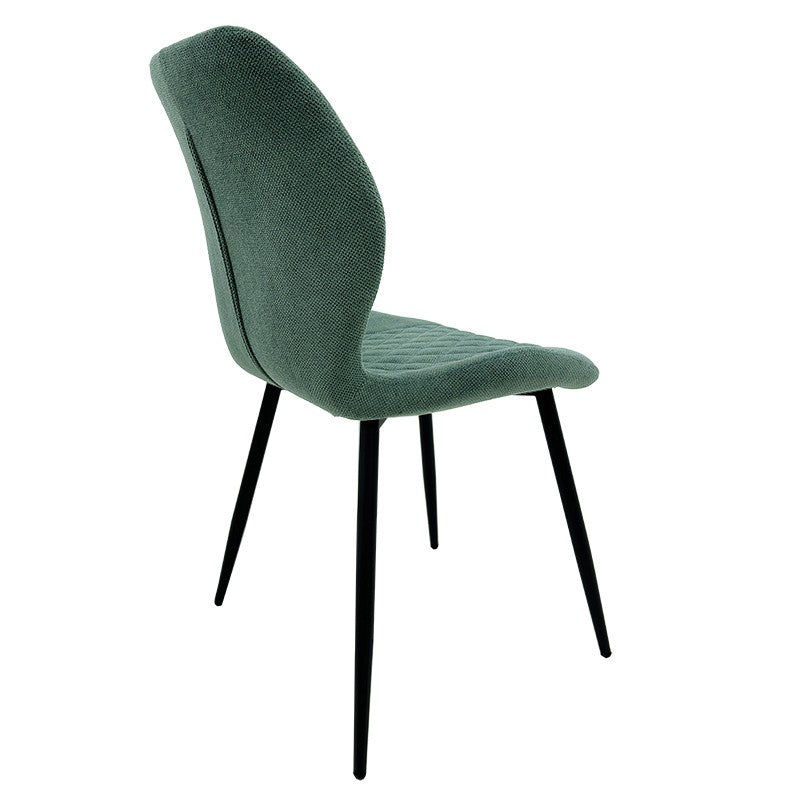 Silla DINARD, metal, tapizado tejido linen verde