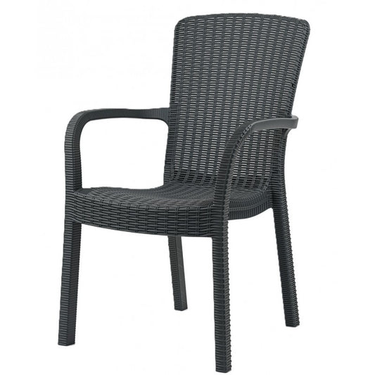 Sillón ARUBA, apilable, polipropileno marrón chocolate