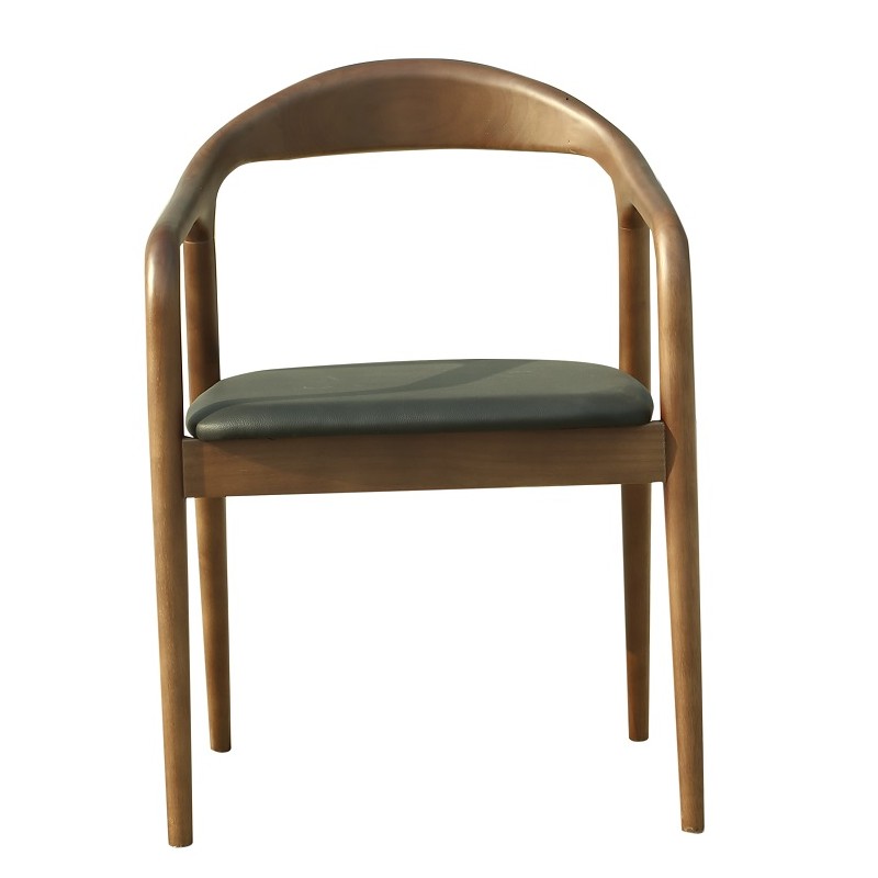 Sillón BALCANES, madera de haya, nogal, similpiel negro
