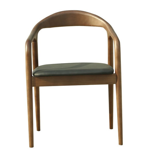 Sillón BALCANES, madera de haya, nogal, similpiel negro