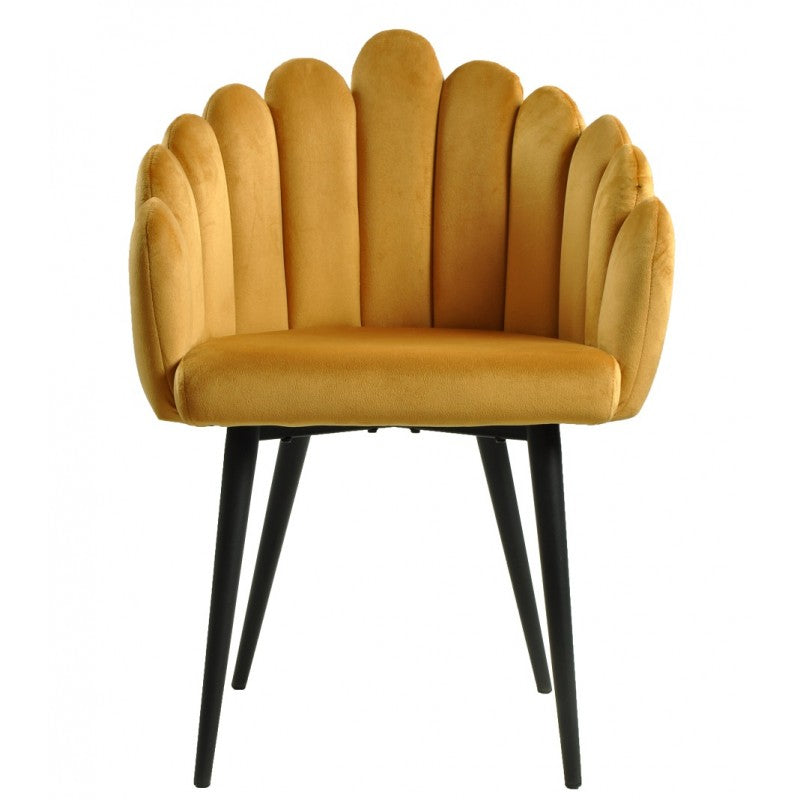 Sillón DEVIN, metal, tapizado velvet amarillo