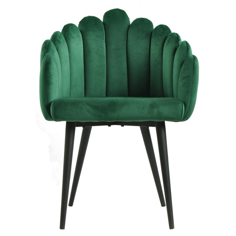 Sillón DEVIN, metal, tapizado velvet verde oscuro