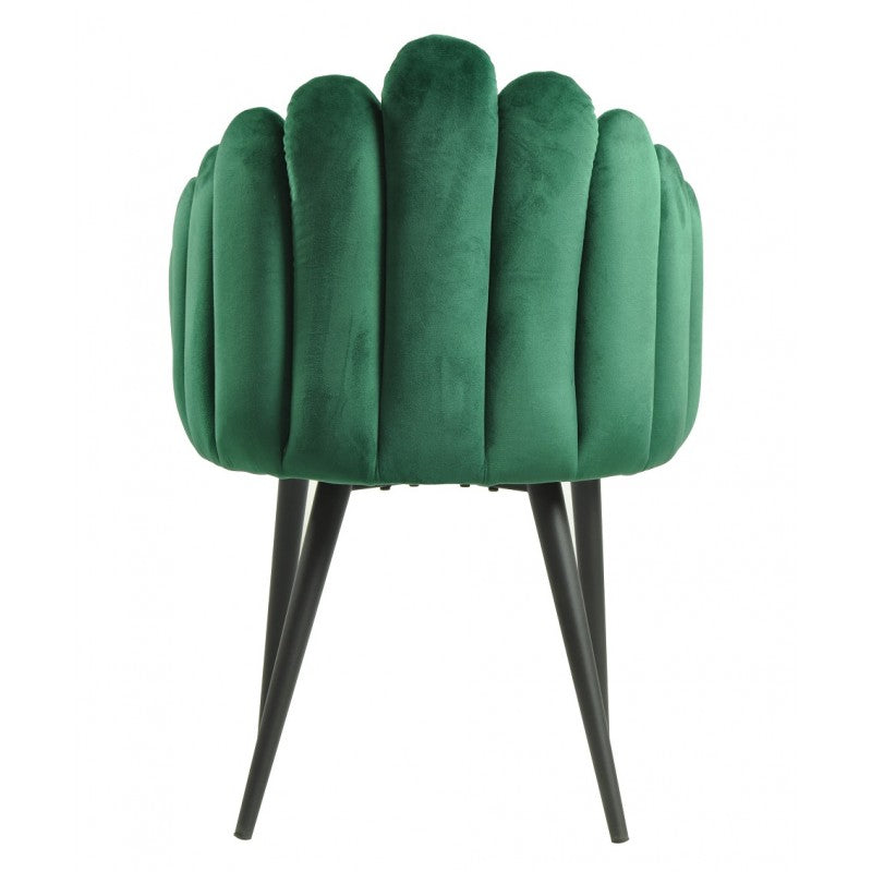 Sillón DEVIN, metal, tapizado velvet verde oscuro