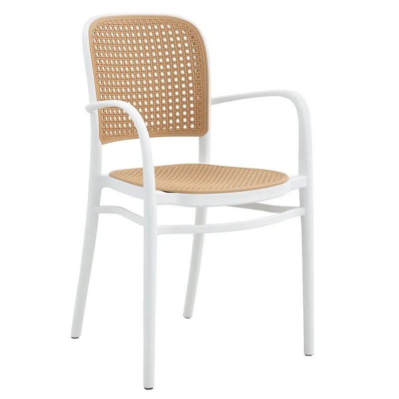 CONJUNTO JAVEA MESA 80*80 CMS + 4 SILLONES APILABLES