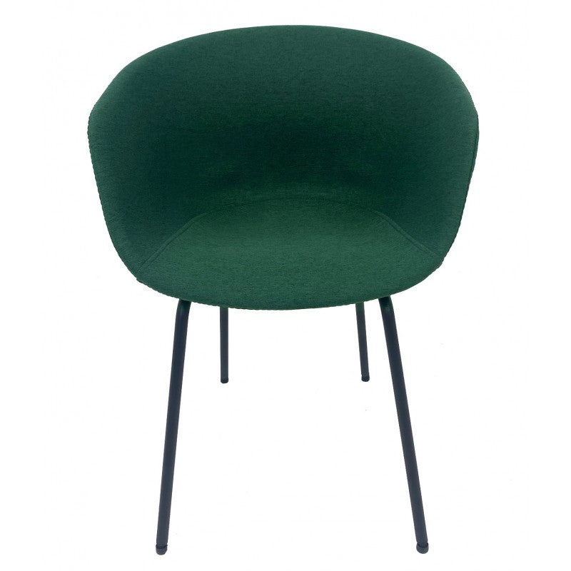 Sillón KIEL, metal, tapizado tejido verde