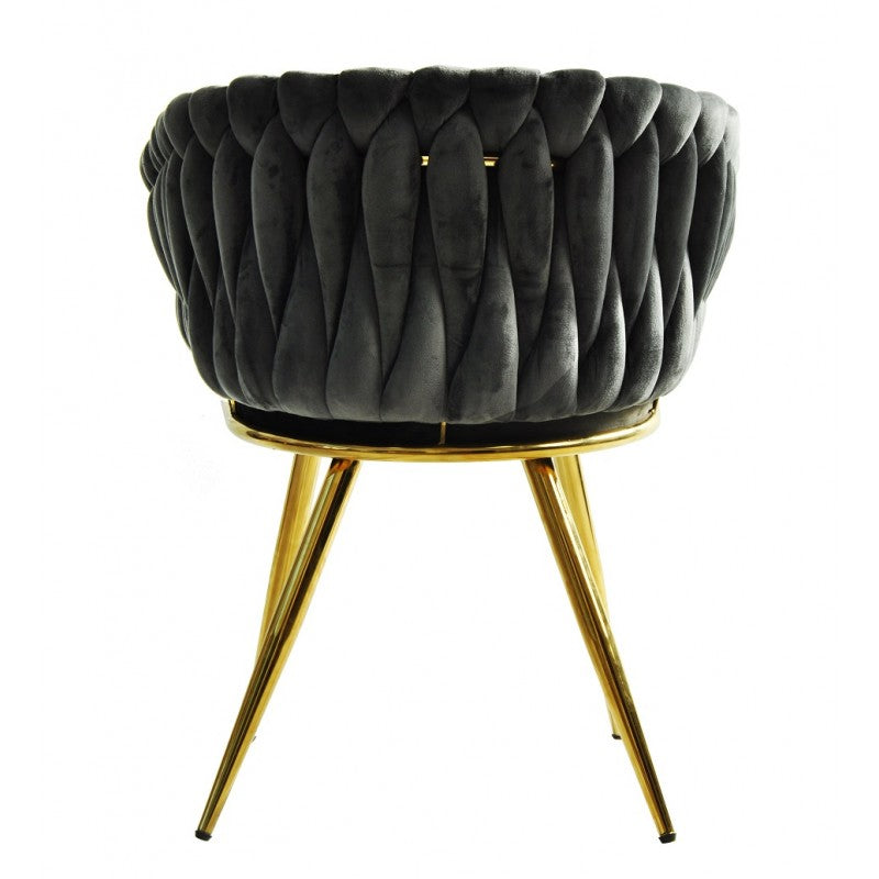 Sillón KING, metal dorado, tapizado velvet gris oscuro