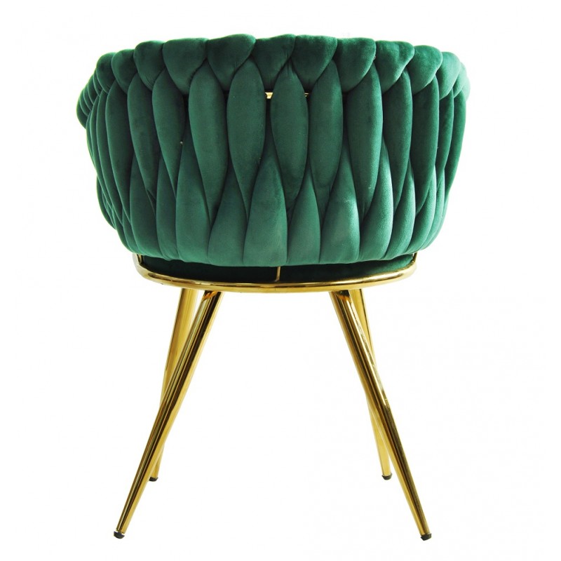 Sillón KING, metal dorado, tapizado velvet verde oscuro