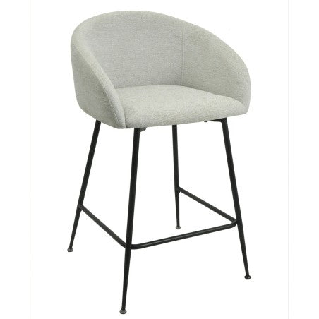 Taburete Laureano color gris claro metal tapizado