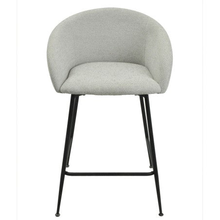 Taburete Laureano color gris claro metal tapizado