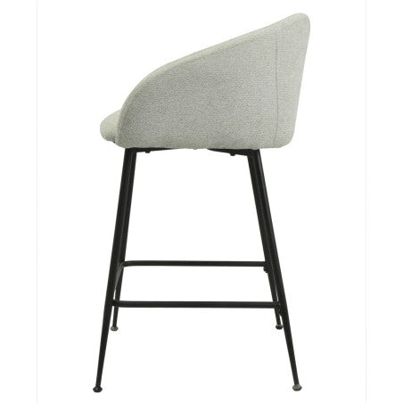 Taburete Laureano color gris claro metal tapizado