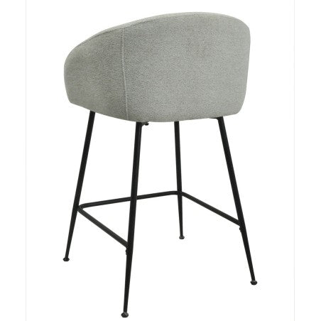 Taburete Laureano color gris claro metal tapizado